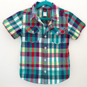 Tea Collection Plaid Button Up Woven Shirt